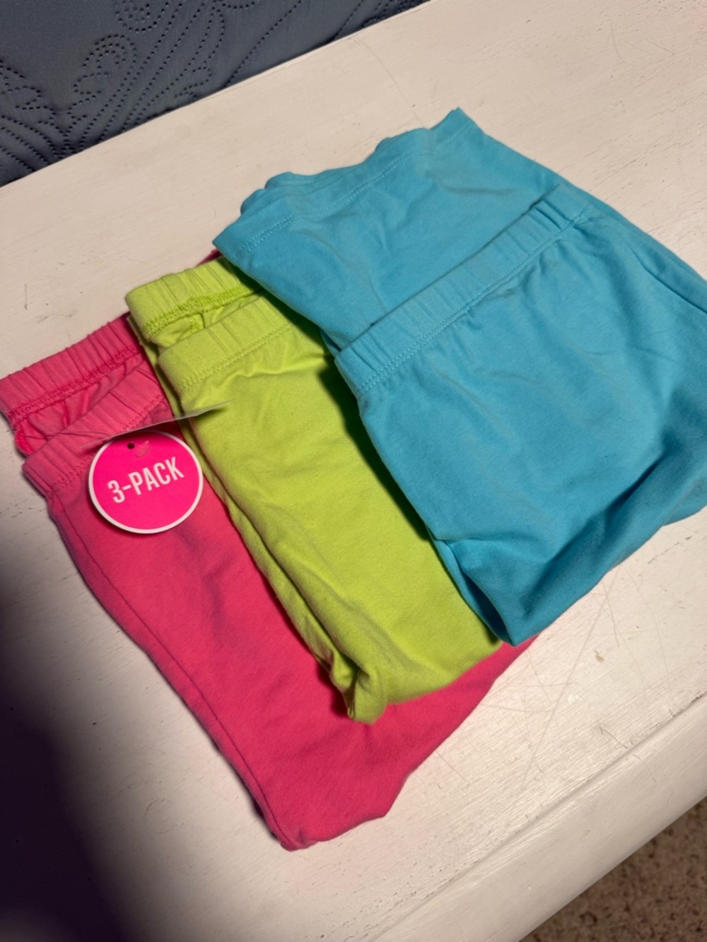 3-Pack Girls' Bright Cotton shorts- Pink, Lime, Blue